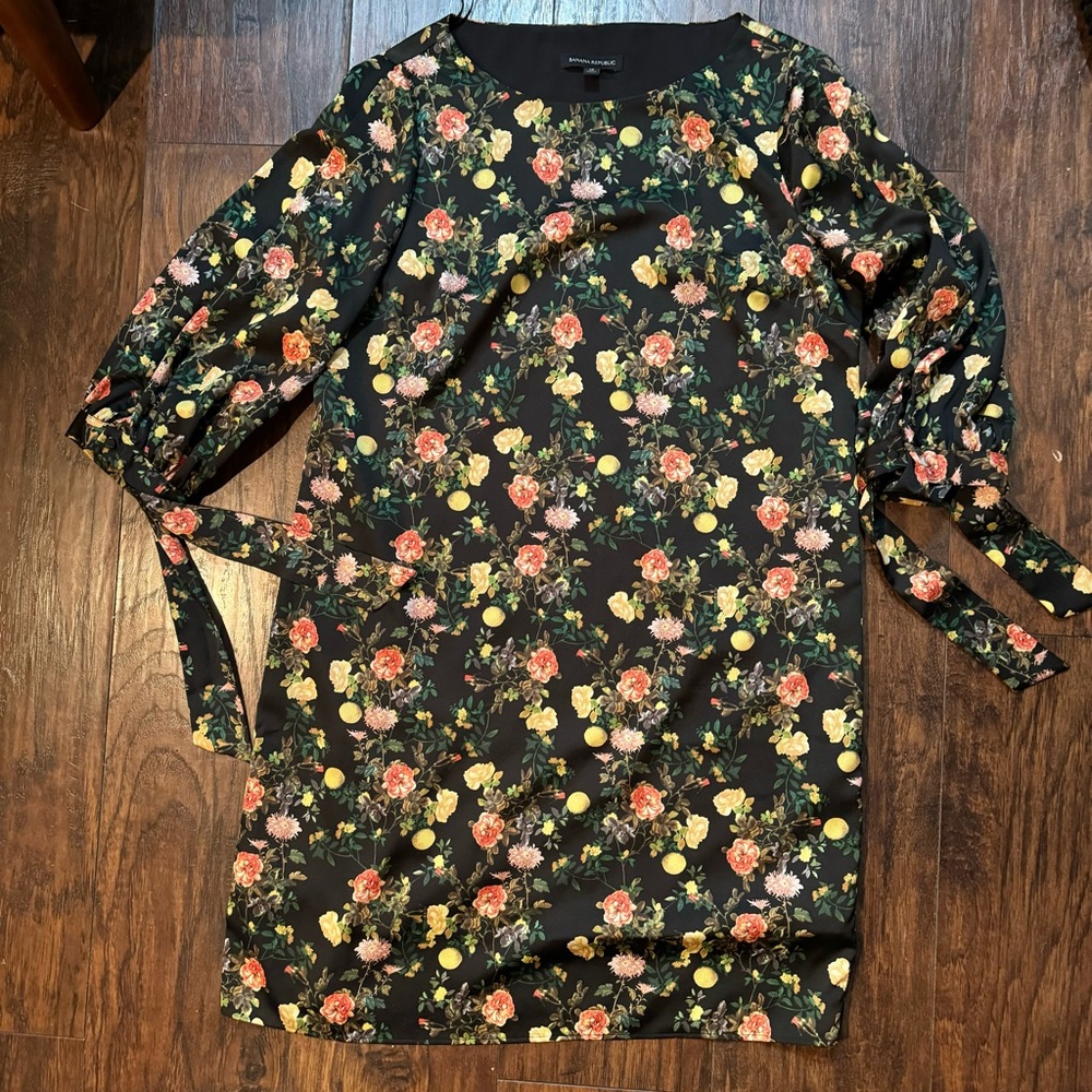 Banana Republic Black Lemons and Florals Dress